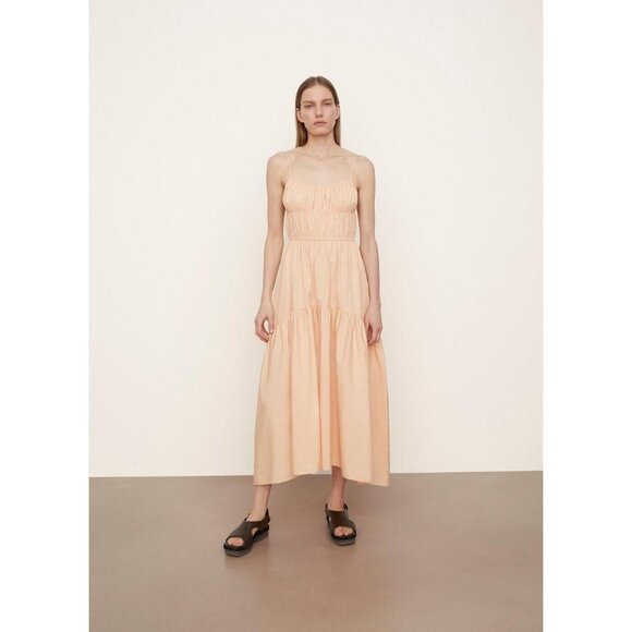 Vince Ruched Tie Back Cami Dress Peach ( M ) - Picture 3 of 5